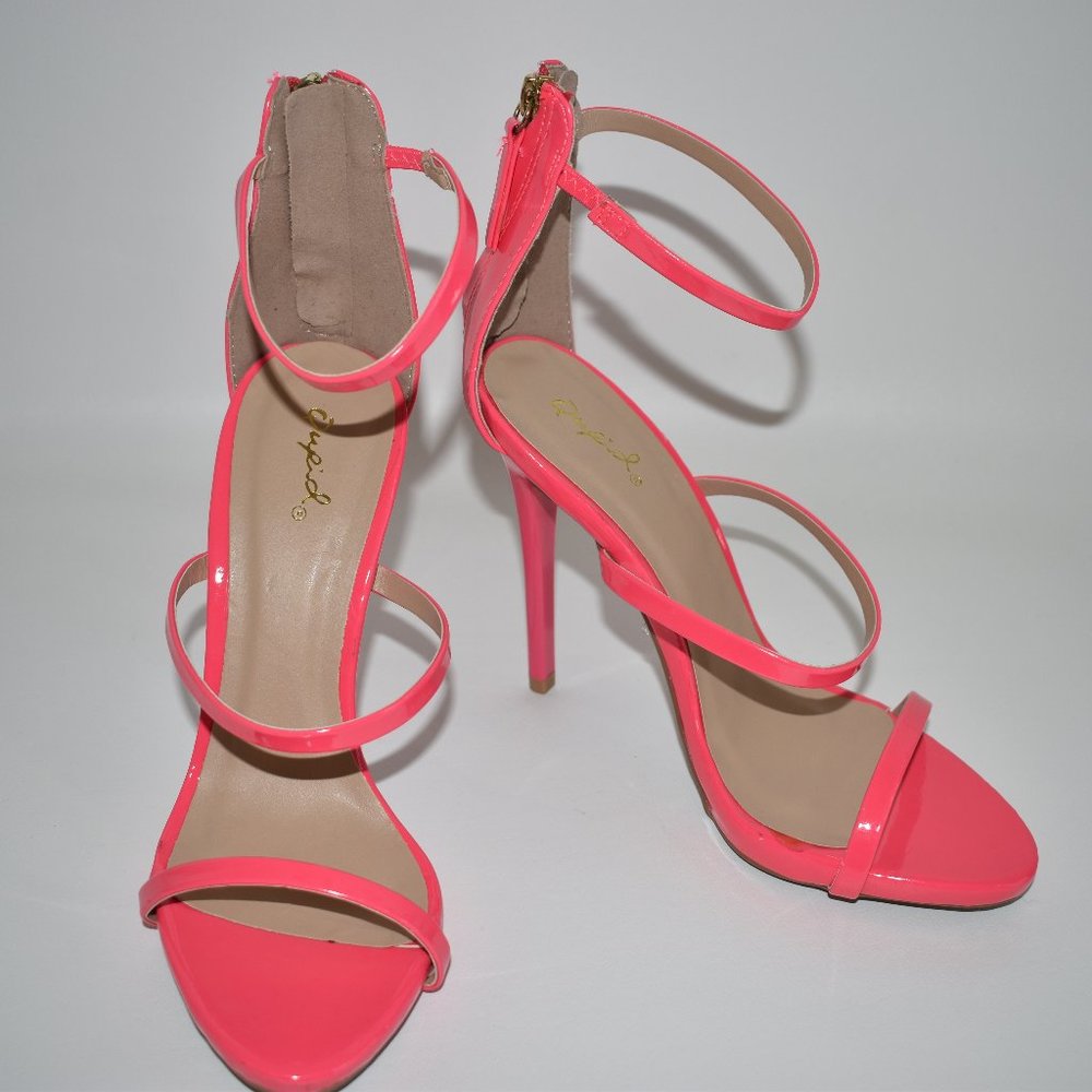 Qupid Women's New Pink Open Toe High Heels Size 7